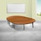 Flash Furniture Oval 60 W, 86 L, 25.25 H, Chrome, Laminate, Particleboard, Steel, Wood Grain XU-GRP-A3060CON-60-OAK-T-P-GG - alternate 1